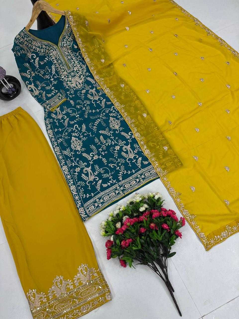 Ynf Faux Georgette KESH512 1687 Suits & Dresses Wholesale Ladies Suits Embroidery Suits Palazzo Suit Manufacturer
