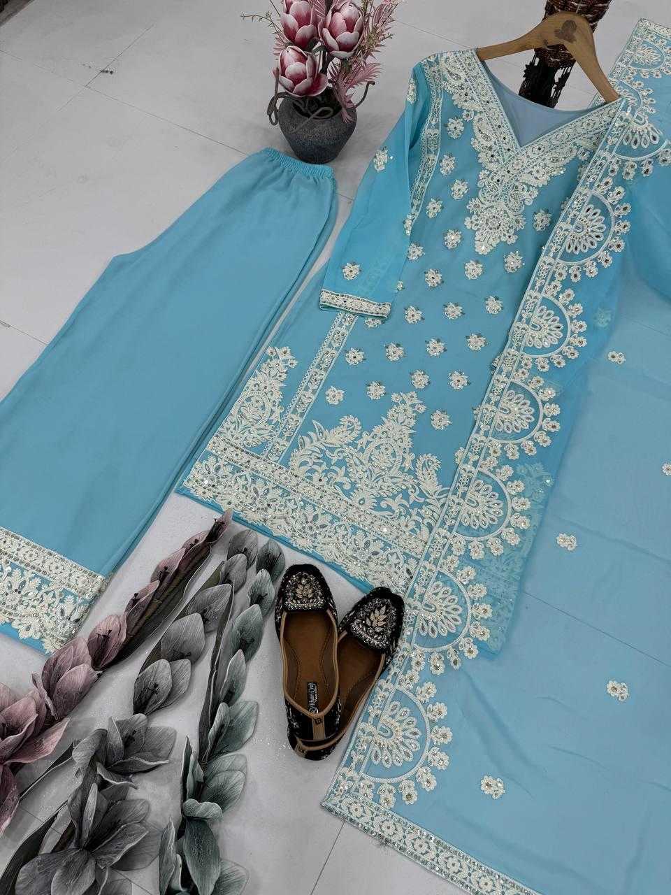 Ynf Faux Georgette KESH512 1688 Suits & Dresses Wholesale Ladies Suits Embroidery Suits Palazzo Suit Manufacturer