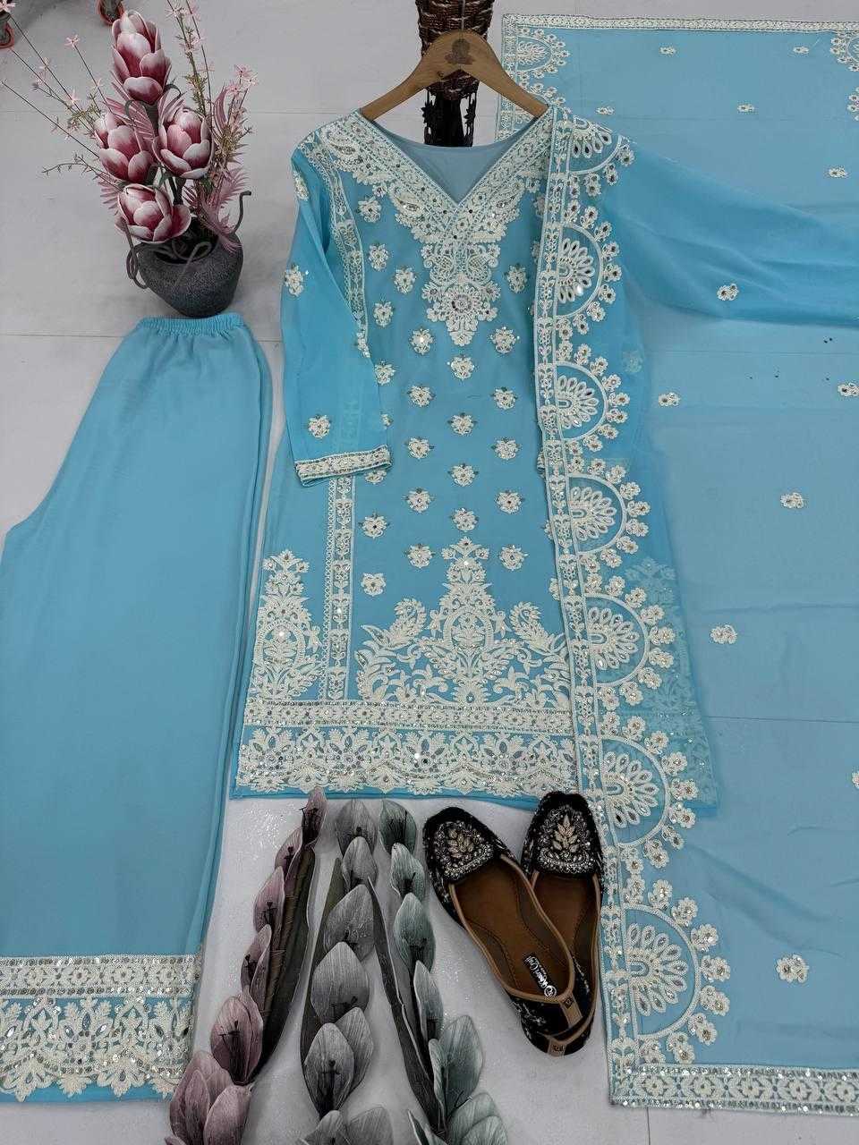 Ynf Faux Georgette KESH512 1688 Suits & Dresses Wholesale Ladies Suits Embroidery Suits Palazzo Suit Manufacturer