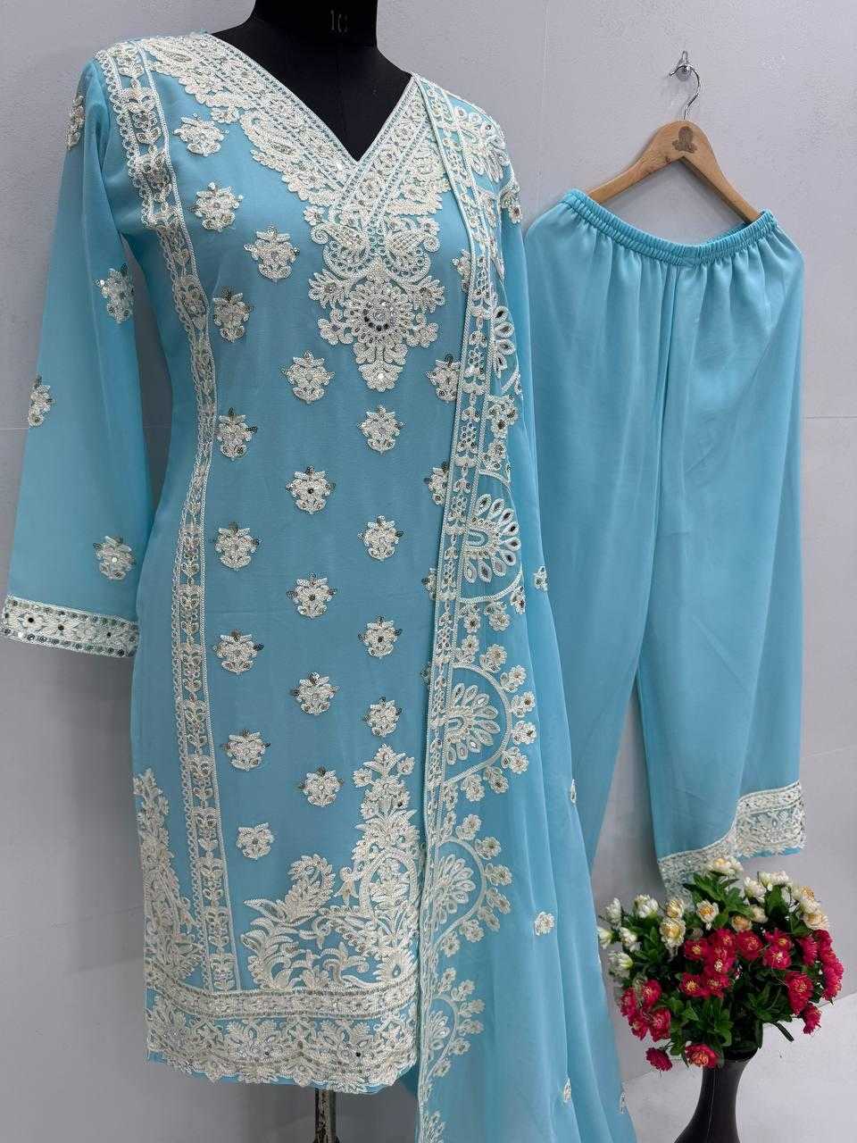 Ynf Faux Georgette KESH512 1688 Suits & Dresses Wholesale Ladies Suits Embroidery Suits Palazzo Suit Manufacturer