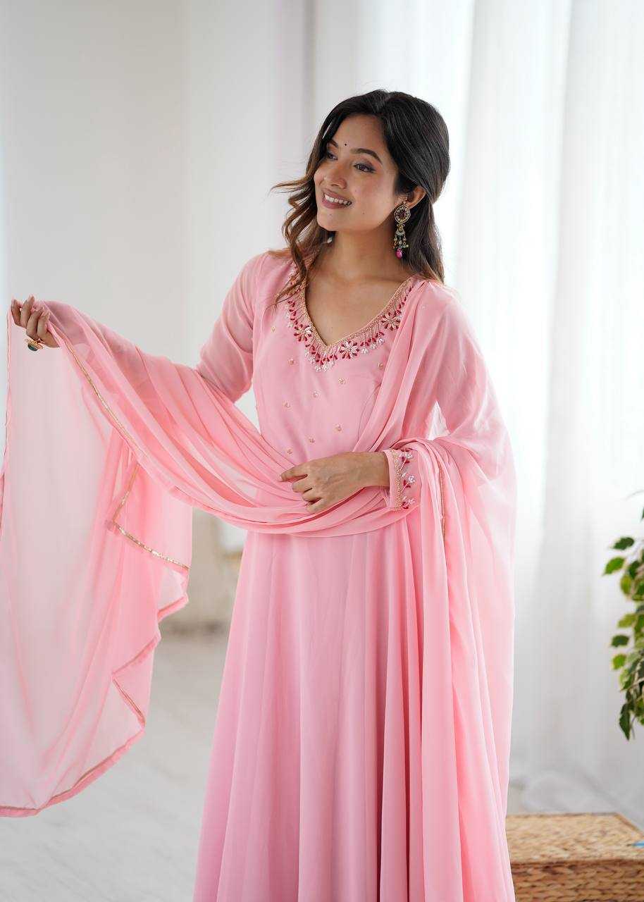 Ynf Faux Georgette KESH513 475 Gowns Wedding Collections Festive Collections Wholesale Georgette Gown Gown With Dupatta Wedding Outfits Manufacturer