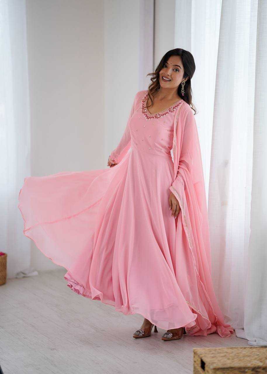 Ynf Faux Georgette KESH513 475 Gowns Wedding Collections Festive Collections Wholesale Georgette Gown Gown With Dupatta Wedding Outfits Manufacturer