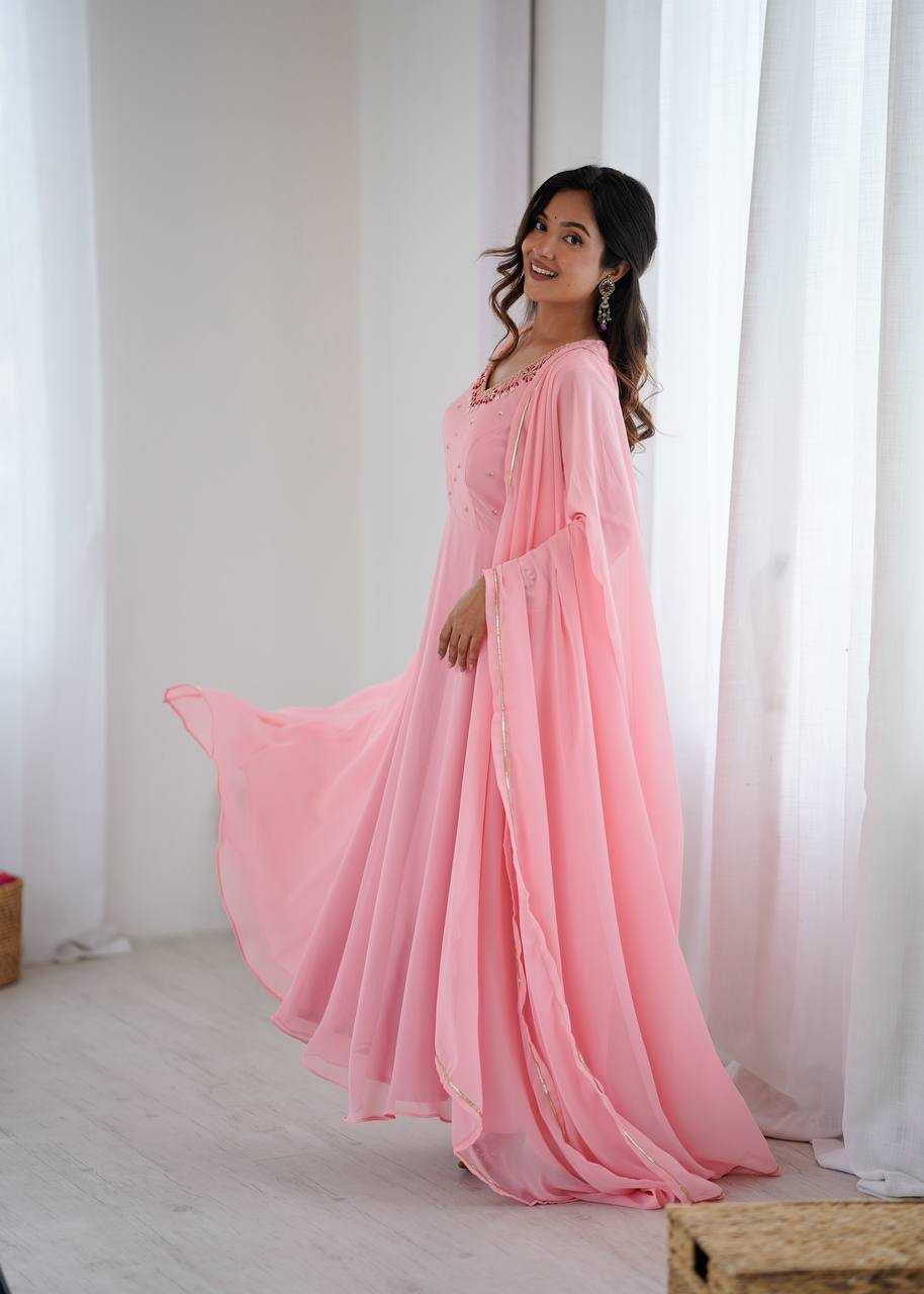 Ynf Faux Georgette KESH513 475 Gowns Wedding Collections Festive Collections Wholesale Georgette Gown Gown With Dupatta Wedding Outfits Manufacturer