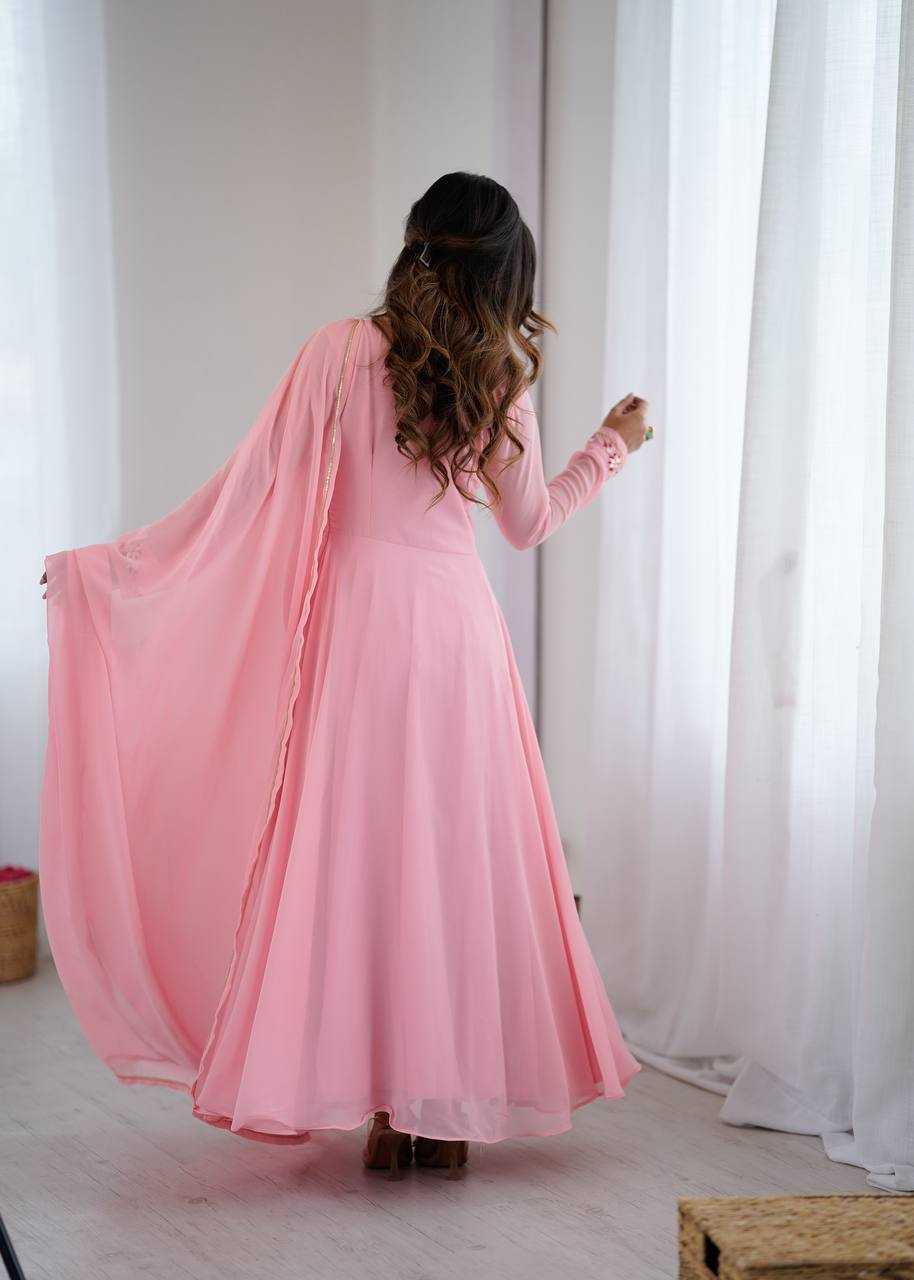 Ynf Faux Georgette KESH513 475 Gowns Wedding Collections Festive Collections Wholesale Georgette Gown Gown With Dupatta Wedding Outfits Manufacturer