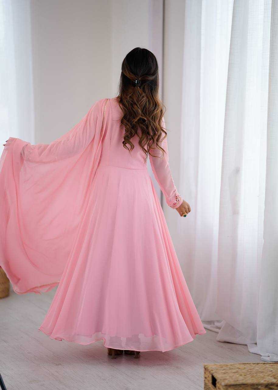 Ynf Faux Georgette KESH513 475 Gowns Wedding Collections Festive Collections Wholesale Georgette Gown Gown With Dupatta Wedding Outfits Manufacturer