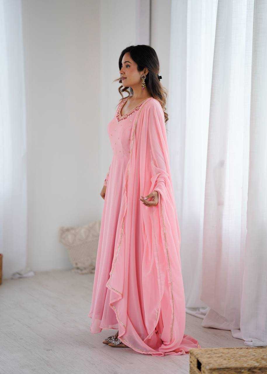 Ynf Faux Georgette KESH513 475 Gowns Wedding Collections Festive Collections Wholesale Georgette Gown Gown With Dupatta Wedding Outfits Manufacturer