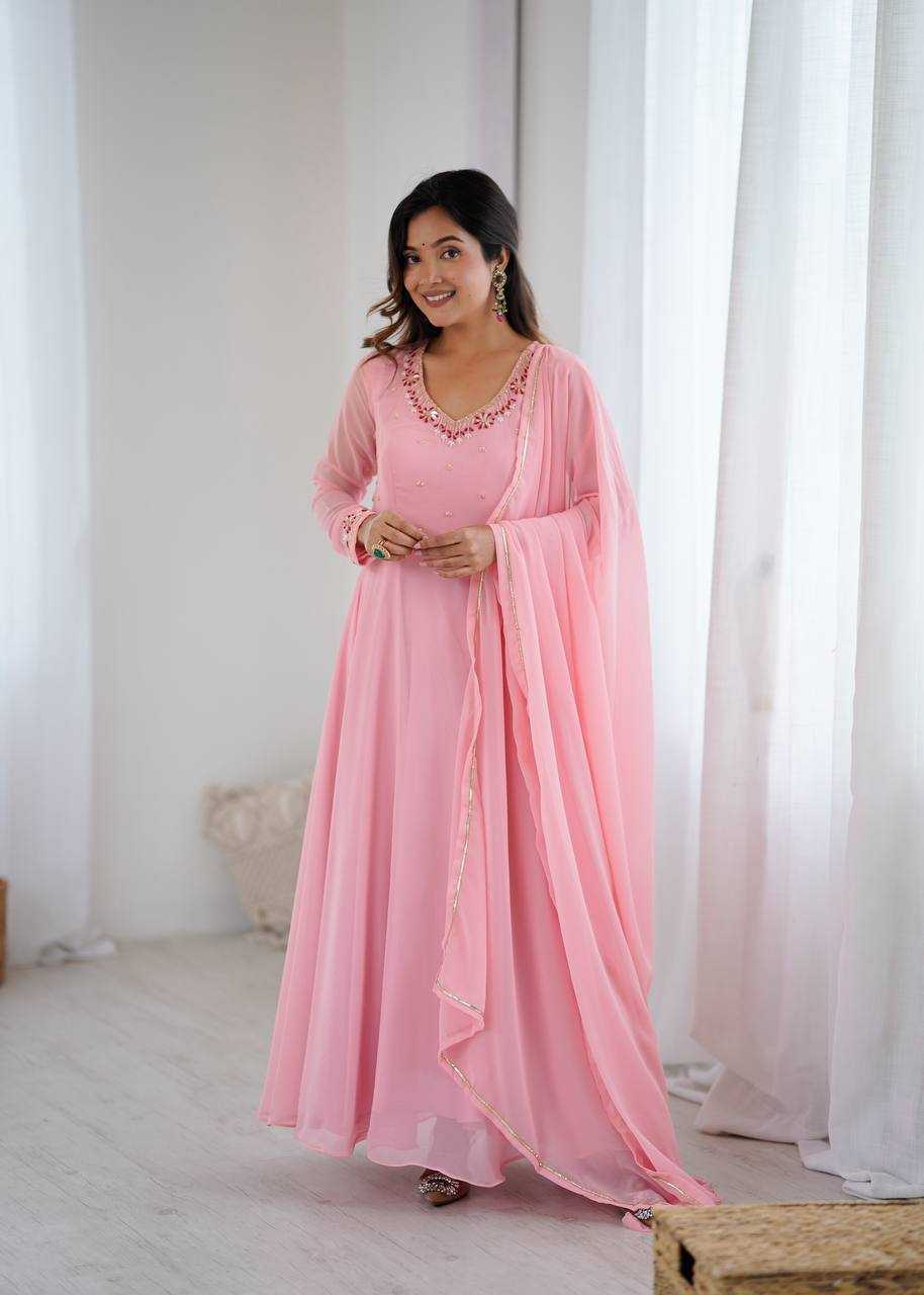 Ynf Faux Georgette KESH513 475 Gowns Wedding Collections Festive Collections Wholesale Georgette Gown Gown With Dupatta Wedding Outfits Manufacturer