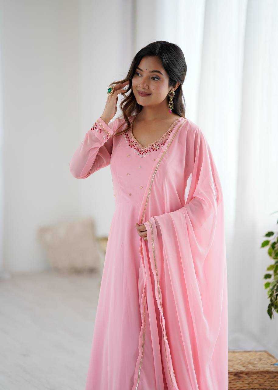 Ynf Faux Georgette KESH513 475 Gowns Wedding Collections Festive Collections Wholesale Georgette Gown Gown With Dupatta Wedding Outfits Manufacturer