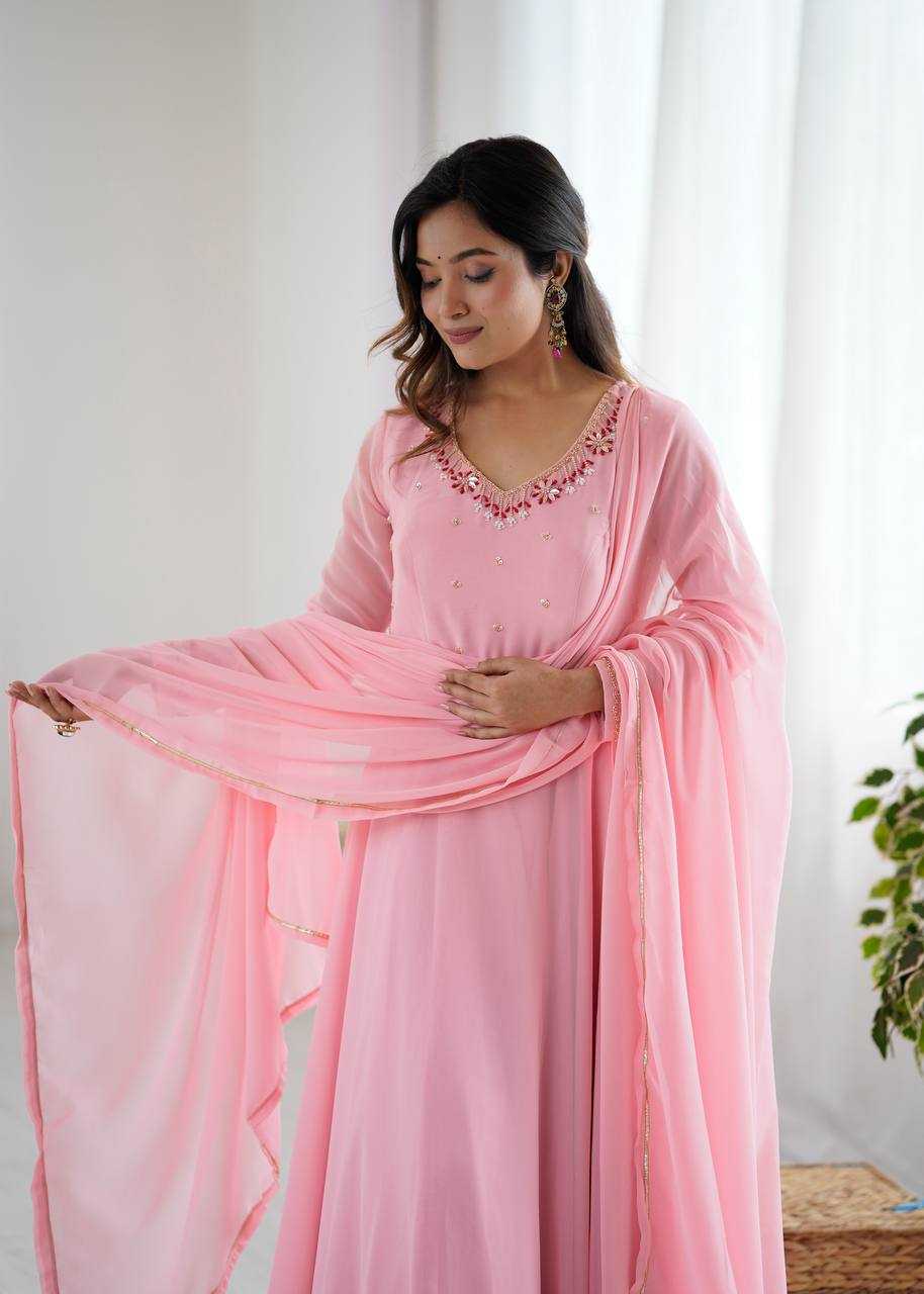 Ynf Faux Georgette KESH513 475 Gowns Wedding Collections Festive Collections Wholesale Georgette Gown Gown With Dupatta Wedding Outfits Manufacturer