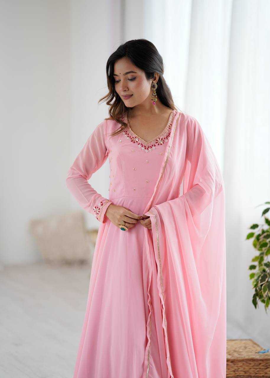 Ynf Faux Georgette KESH513 475 Gowns Wedding Collections Festive Collections Wholesale Georgette Gown Gown With Dupatta Wedding Outfits Manufacturer