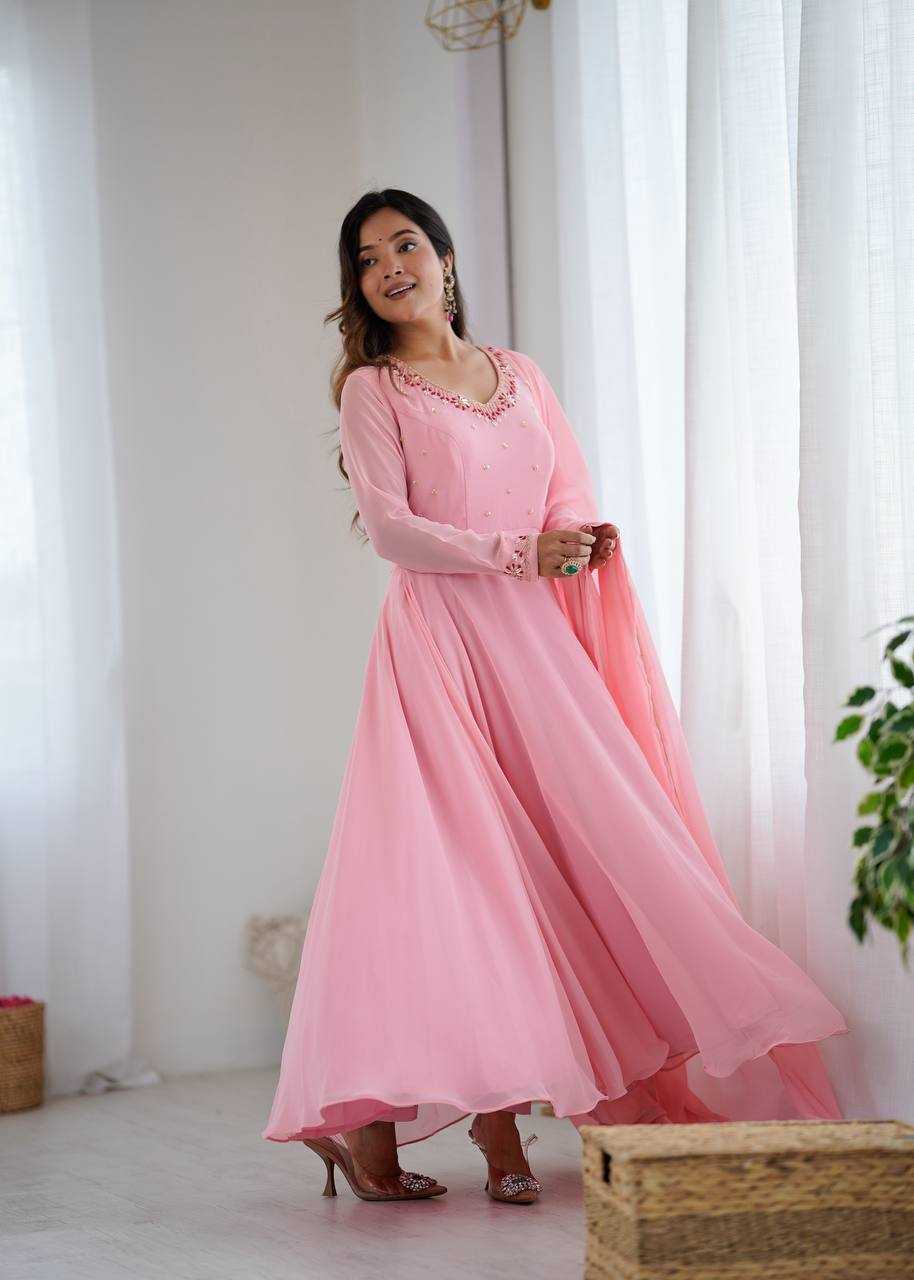 Ynf Faux Georgette KESH513 475 Gowns Wedding Collections Festive Collections Wholesale Georgette Gown Gown With Dupatta Wedding Outfits Manufacturer