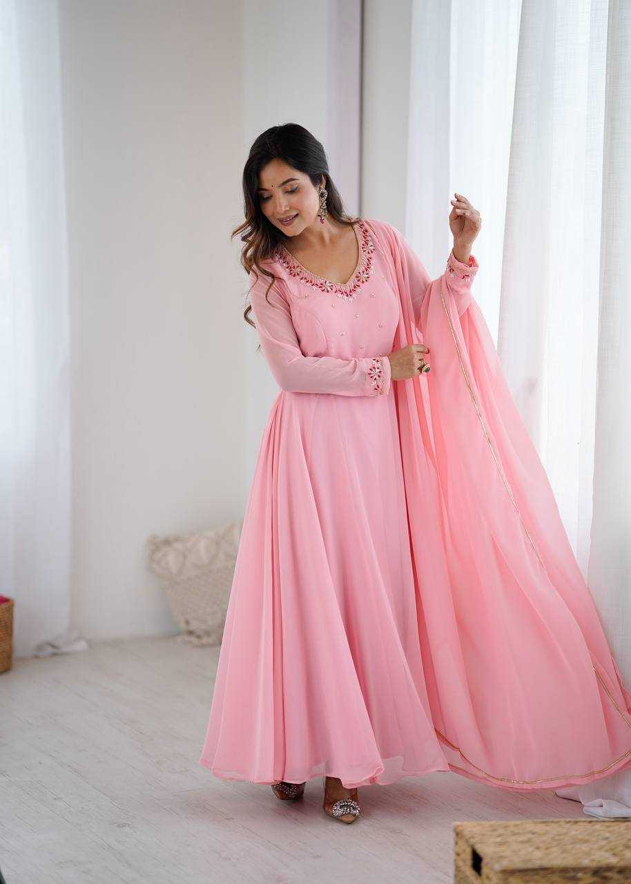 Ynf Faux Georgette KESH513 475 Gowns Wedding Collections Festive Collections Wholesale Georgette Gown Gown With Dupatta Wedding Outfits Manufacturer