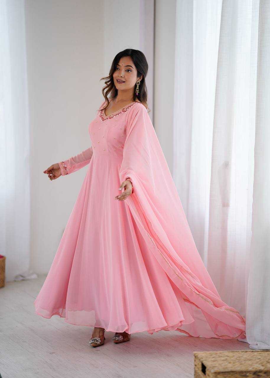 Ynf Faux Georgette KESH513 475 Gowns Wedding Collections Festive Collections Wholesale Georgette Gown Gown With Dupatta Wedding Outfits Manufacturer