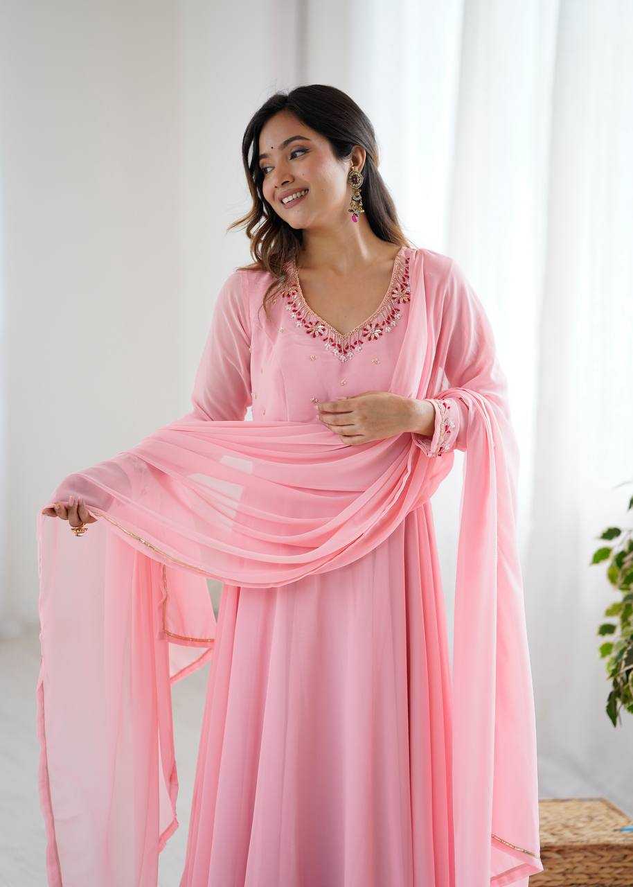 Ynf Faux Georgette KESH513 475 Gowns Wholesale Georgette Gown Party Wear Gowns Manufacturer