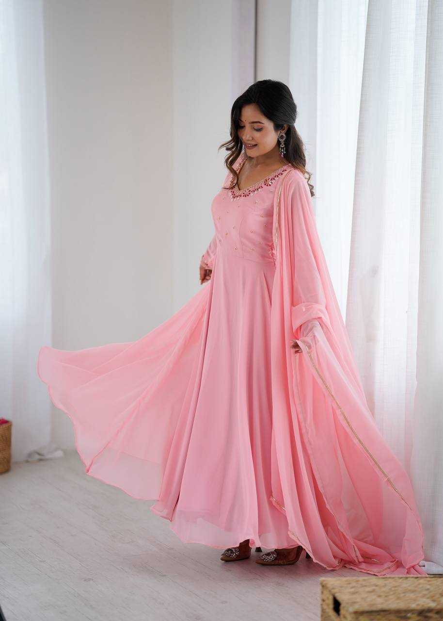 Ynf Faux Georgette KESH513 475 Gowns Wholesale Georgette Gown Party Wear Gowns Manufacturer