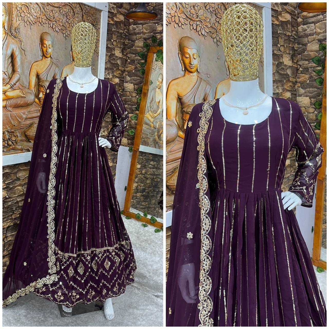 Ynf Faux Georgette KESH523 201 Gowns Wholesale Fancy Gowns Party Wear Gowns Designer Gowns Manufacturer