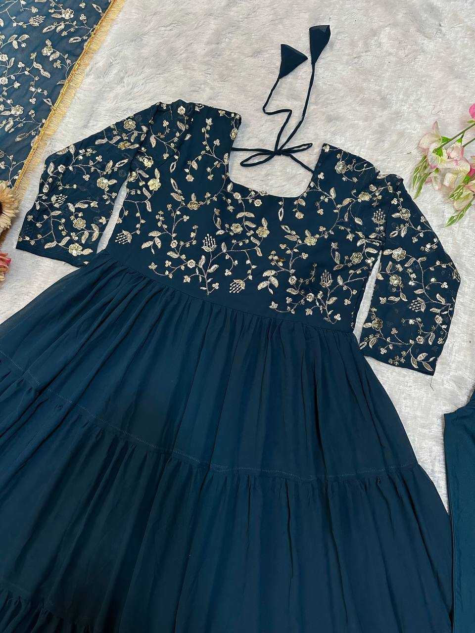 Ynf Faux Georgette KESH523 243 Gowns Wholesale Fancy Gowns Embroidery Gowns Designer Gowns Manufacturer