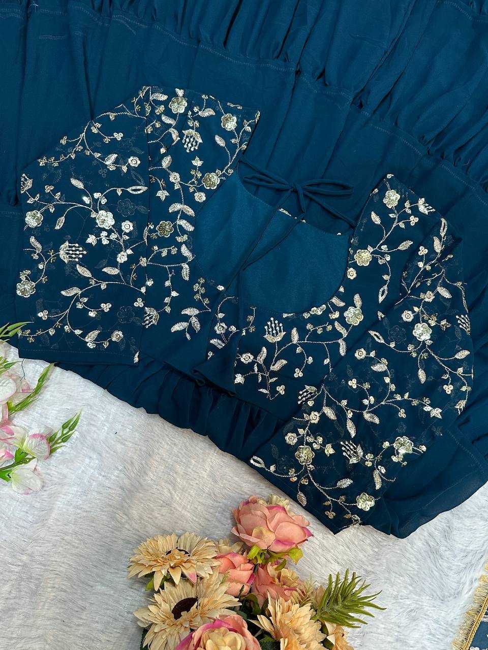 Ynf Faux Georgette KESH523 243 Gowns Wholesale Fancy Gowns Embroidery Gowns Designer Gowns Manufacturer