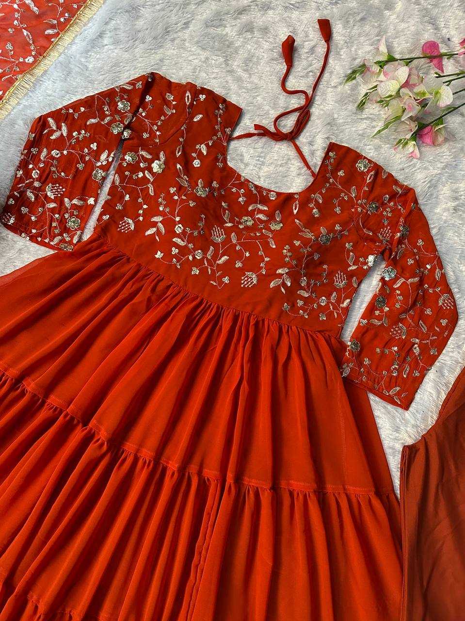Ynf Faux Georgette KESH523 243 Gowns Wholesale Fancy Gowns Embroidery Gowns Designer Gowns Manufacturer