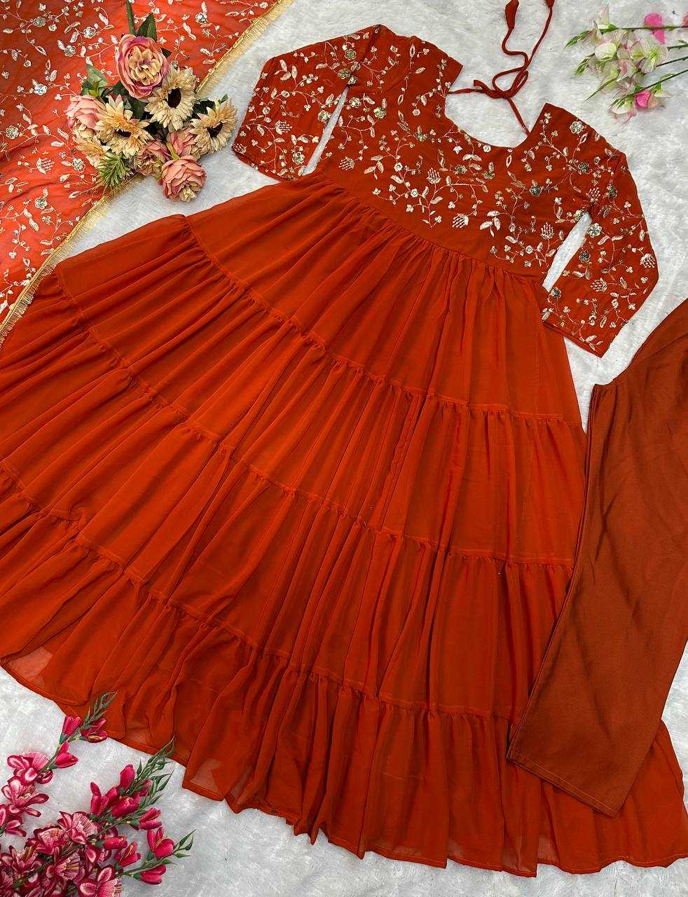 Ynf Faux Georgette KESH523 243 Gowns Wholesale Fancy Gowns Embroidery Gowns Designer Gowns Manufacturer