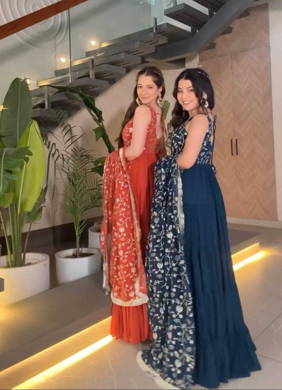 Ynf Faux Georgette KESH523 243 Gowns Wholesale Fancy Gowns Embroidery Gowns Designer Gowns Manufacturer