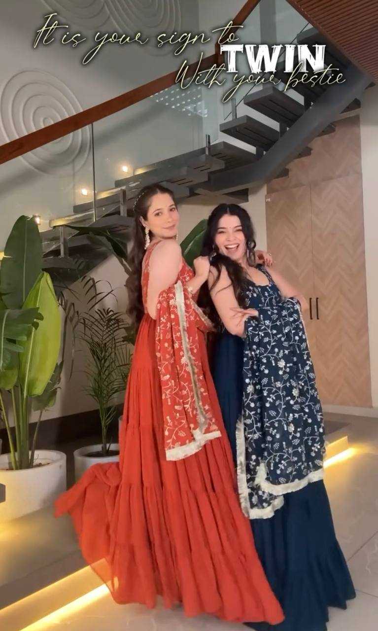 Ynf Faux Georgette KESH523 243 Gowns Wholesale Fancy Gowns Embroidery Gowns Designer Gowns Manufacturer