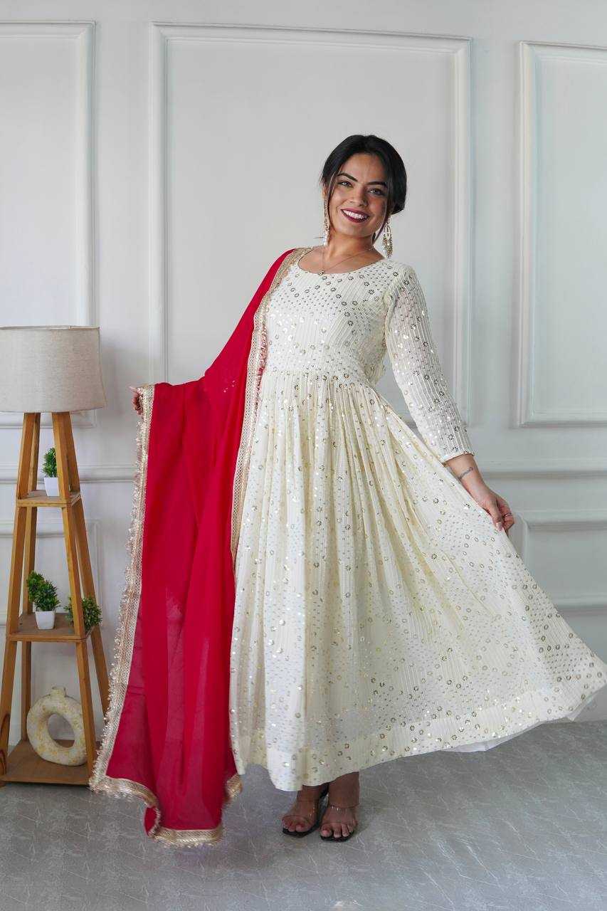Ynf Faux Georgette KESH523 251 Gowns Wholesale Embroidery Gowns Party Wear Gowns Designer Gowns Manufacturer