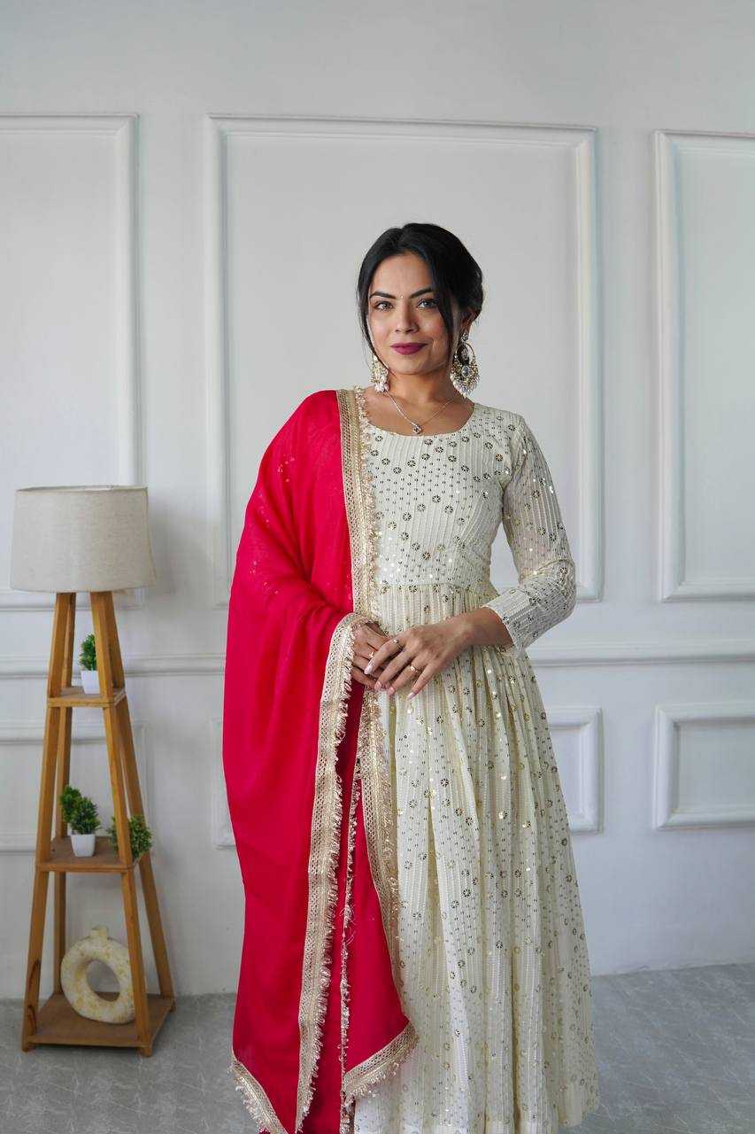Ynf Faux Georgette KESH523 251 Gowns Wholesale Embroidery Gowns Party Wear Gowns Designer Gowns Manufacturer