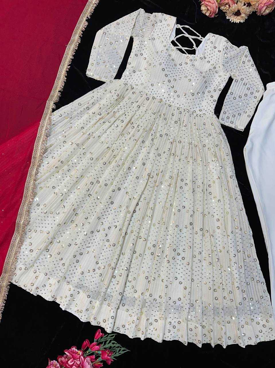 Ynf Faux Georgette KESH523 251 Gowns Wholesale Embroidery Gowns Party Wear Gowns Designer Gowns Manufacturer