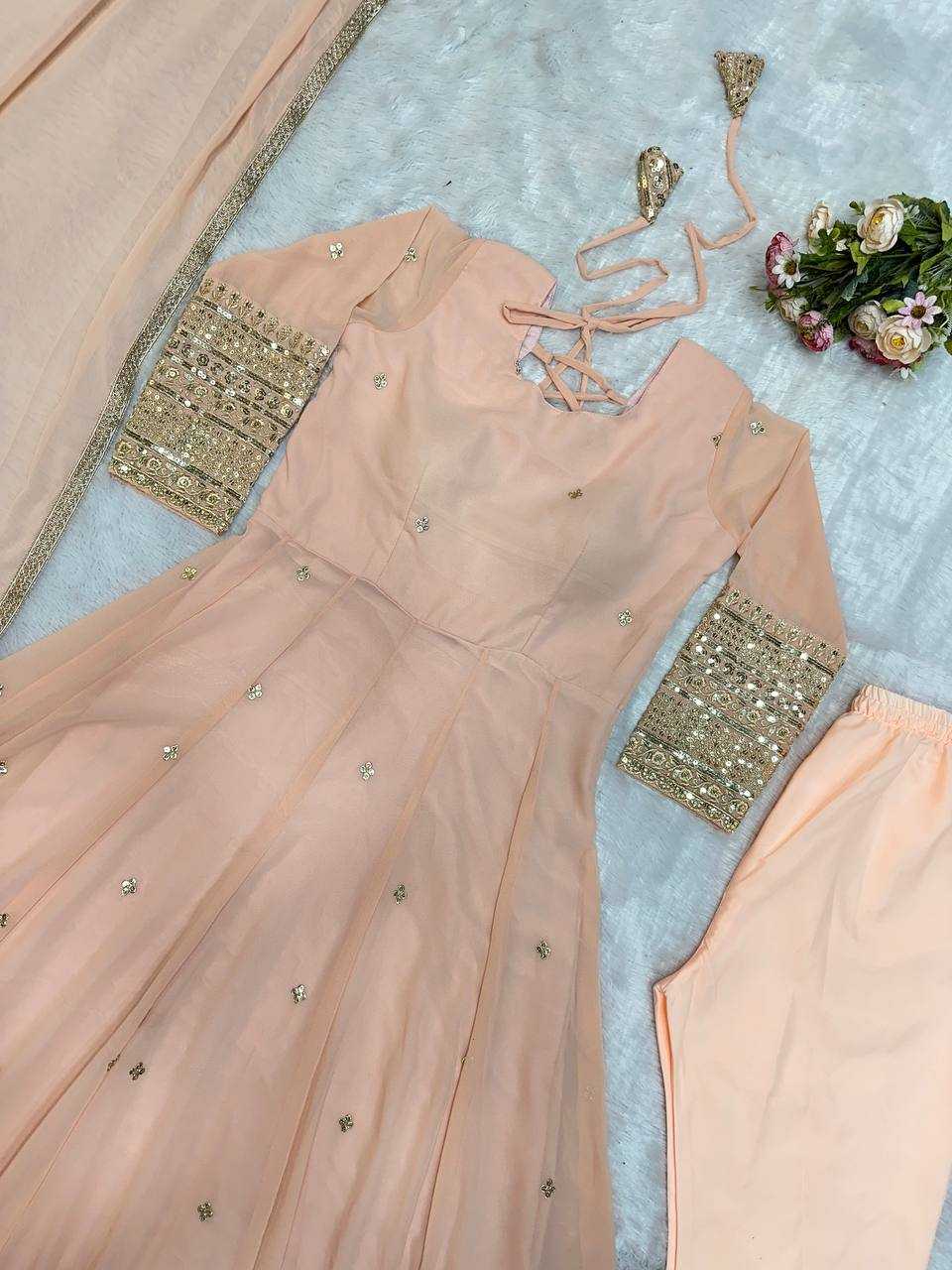 Ynf Faux Georgette KESH523 258 Gowns Wholesale Fancy Gowns Party Wear Gowns Designer Gowns Manufacturer