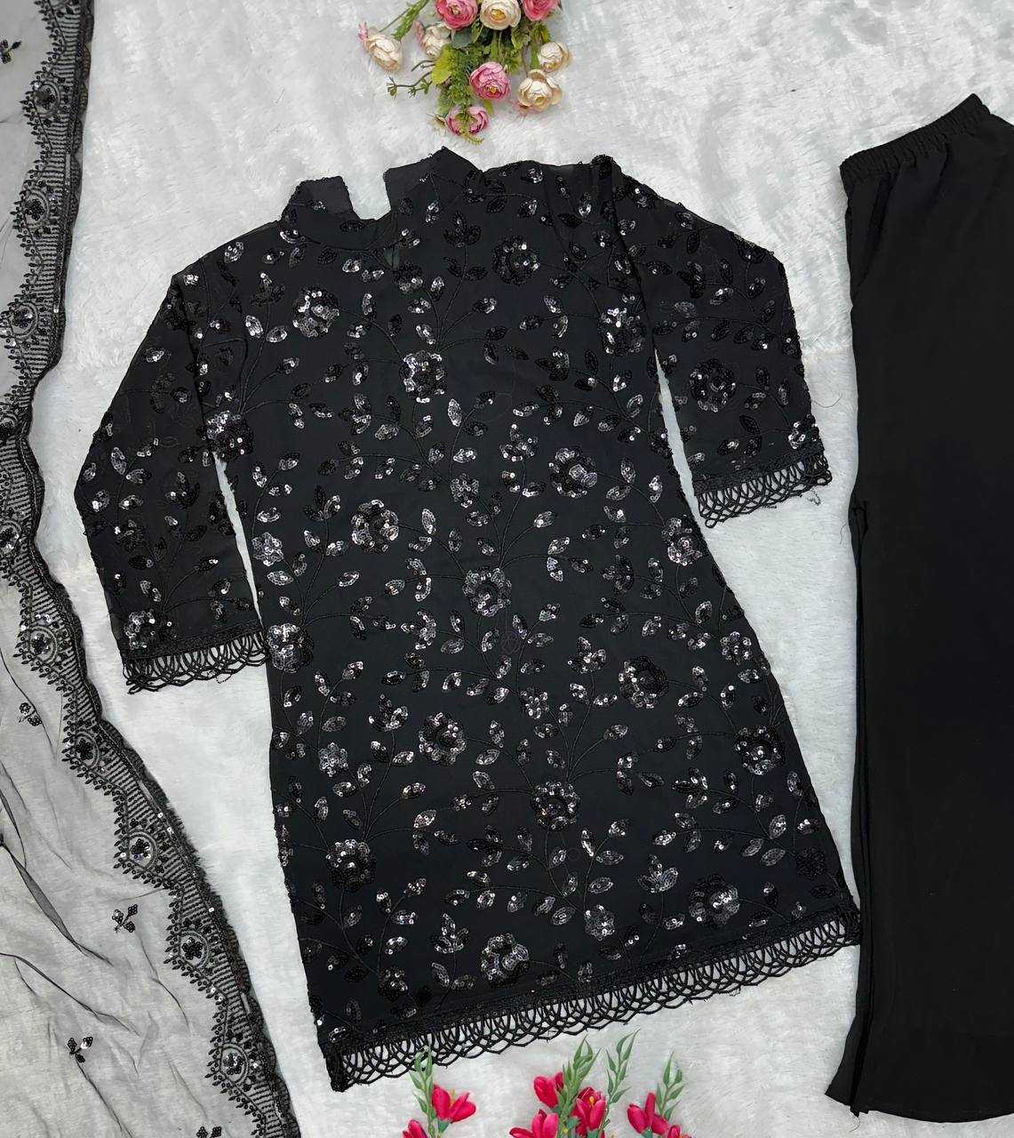 Ynf Faux Georgette KESH523 262 Suits & Dresses Wedding Collections Festive Collections Wholesale Palazzo Suit Georgette Suit Embroidered Suits Manufacturer