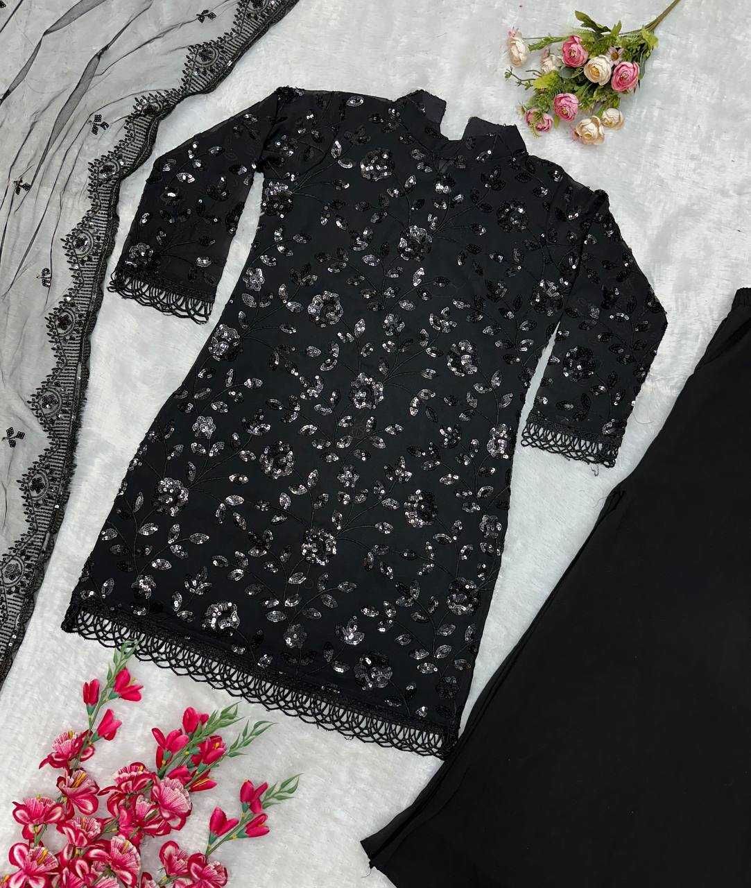 Ynf Faux Georgette KESH523 262 Suits & Dresses Wedding Collections Festive Collections Wholesale Palazzo Suit Georgette Suit Embroidered Suits Manufacturer