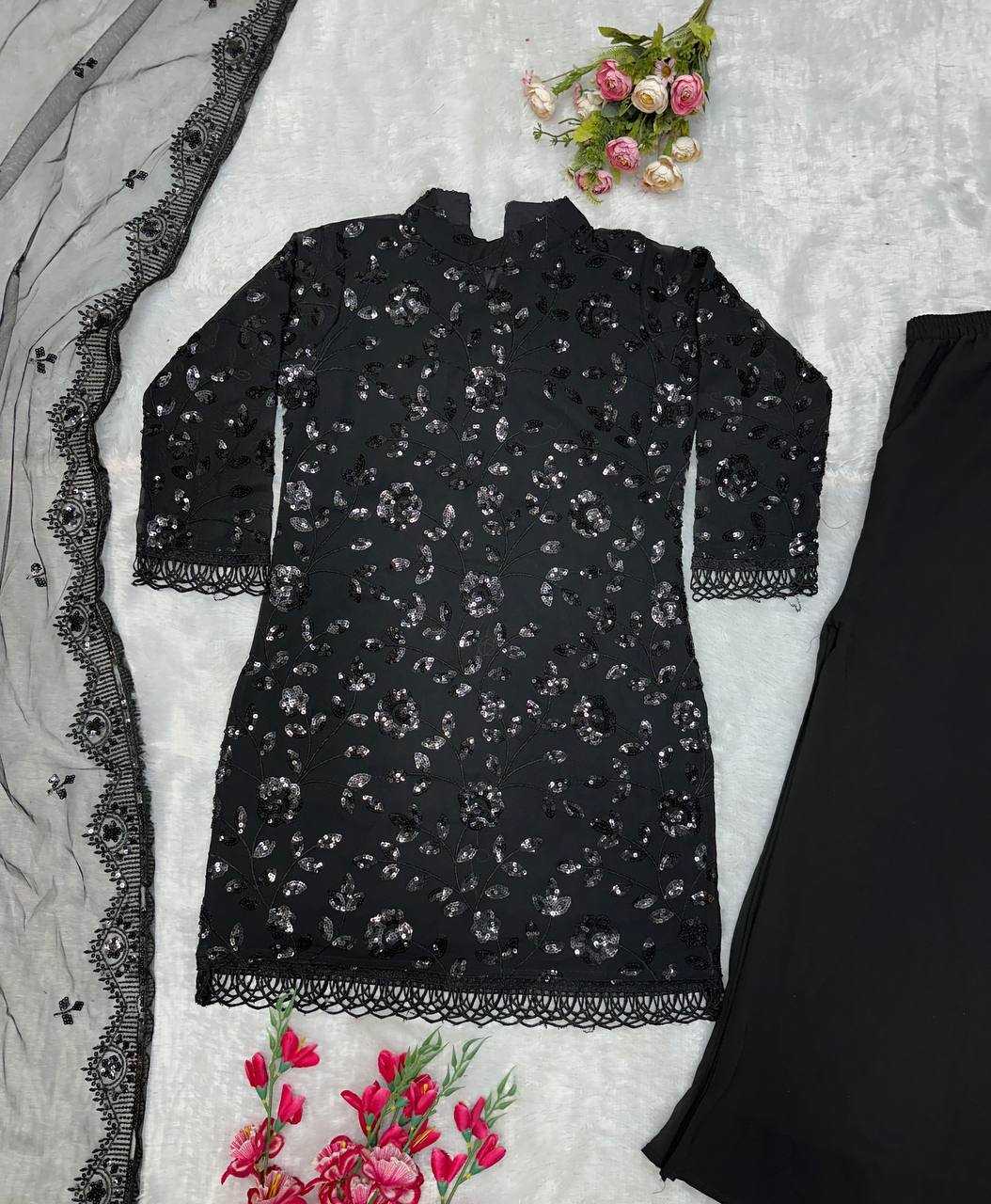 Ynf Faux Georgette KESH523 262 Suits & Dresses Wedding Collections Festive Collections Wholesale Palazzo Suit Georgette Suit Embroidered Suits Manufacturer