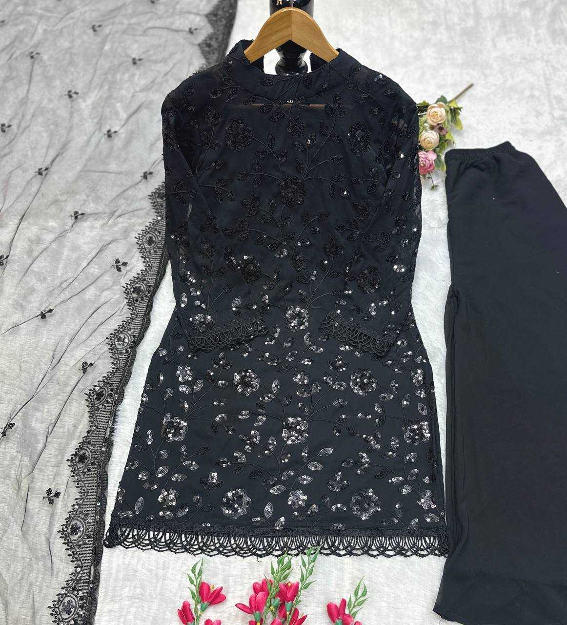Ynf Faux Georgette KESH523 262 Suits & Dresses Wedding Collections Festive Collections Wholesale Palazzo Suit Georgette Suit Embroidered Suits Manufacturer