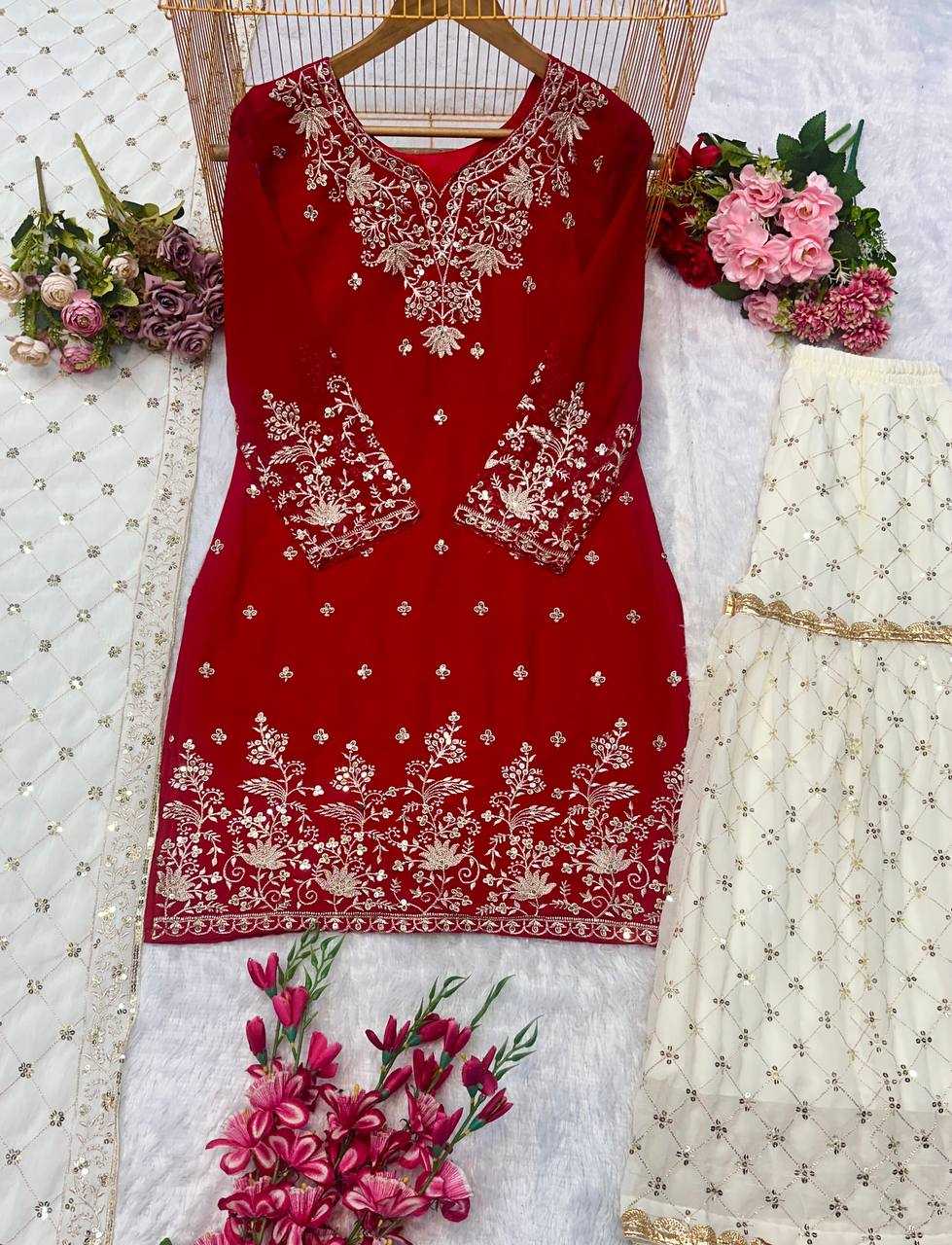 Ynf Faux Georgette KESH523 264 Suits & Dresses Wedding Collections Festive Collections Wholesale Georgette Suit Designer Suits Embroidered Suits Manufacturer