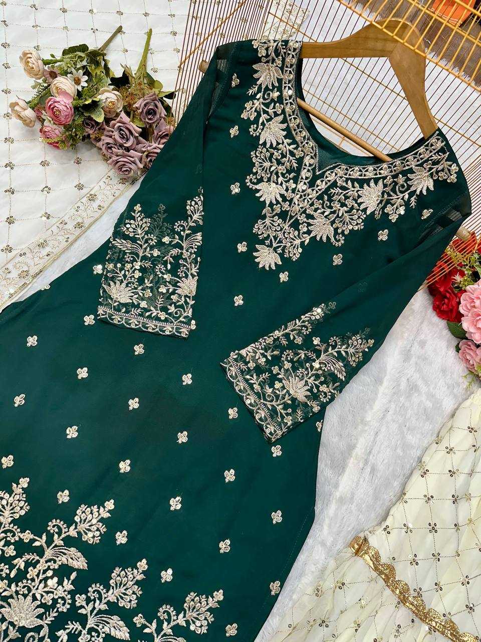 Ynf Faux Georgette KESH523 264 Suits & Dresses Wedding Collections Festive Collections Wholesale Georgette Suit Designer Suits Embroidered Suits Manufacturer
