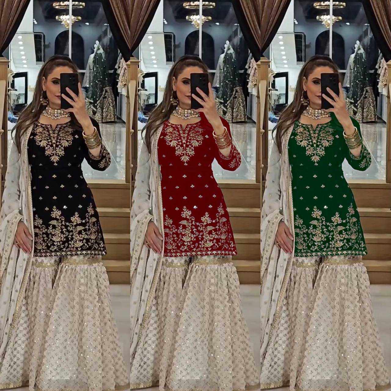 Ynf Faux Georgette KESH523 264 Suits & Dresses Wedding Collections Festive Collections Wholesale Georgette Suit Designer Suits Embroidered Suits Manufacturer