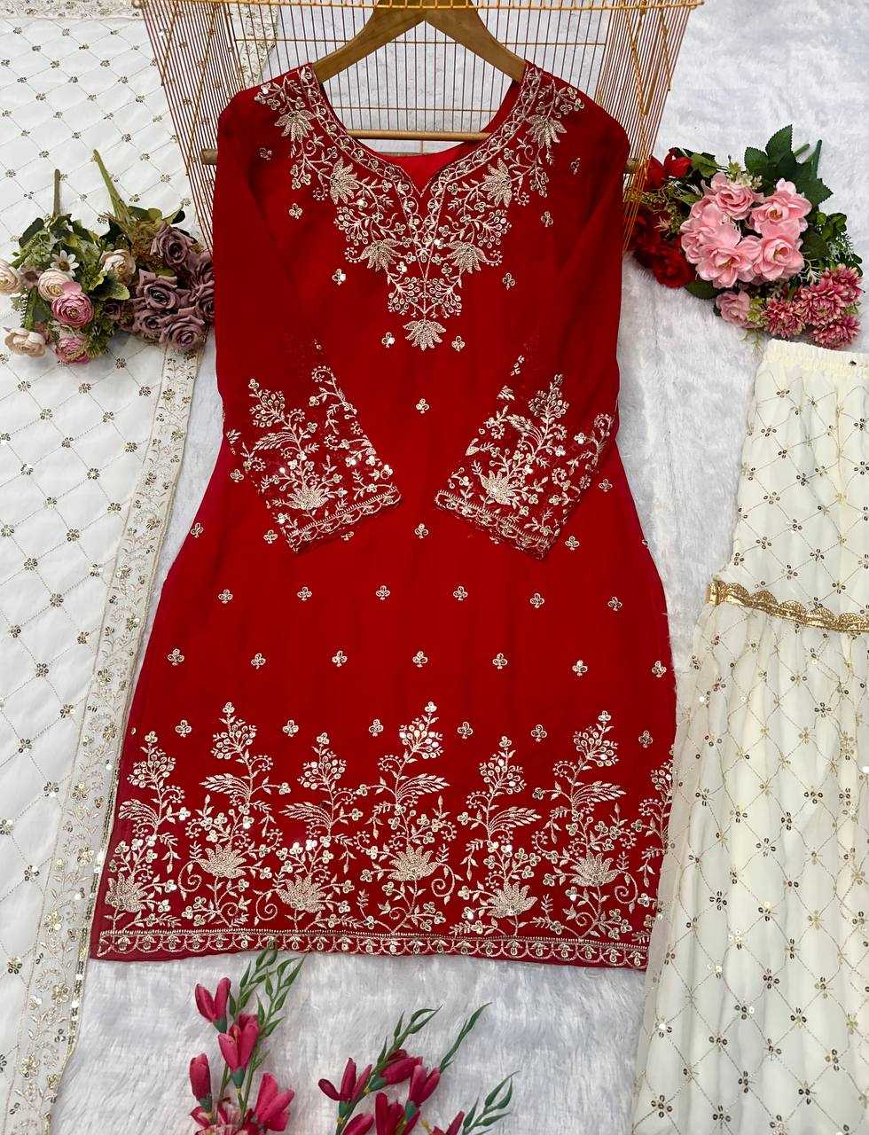 Ynf Faux Georgette KESH523 264 Suits & Dresses Wedding Collections Festive Collections Wholesale Georgette Suit Designer Suits Embroidered Suits Manufacturer