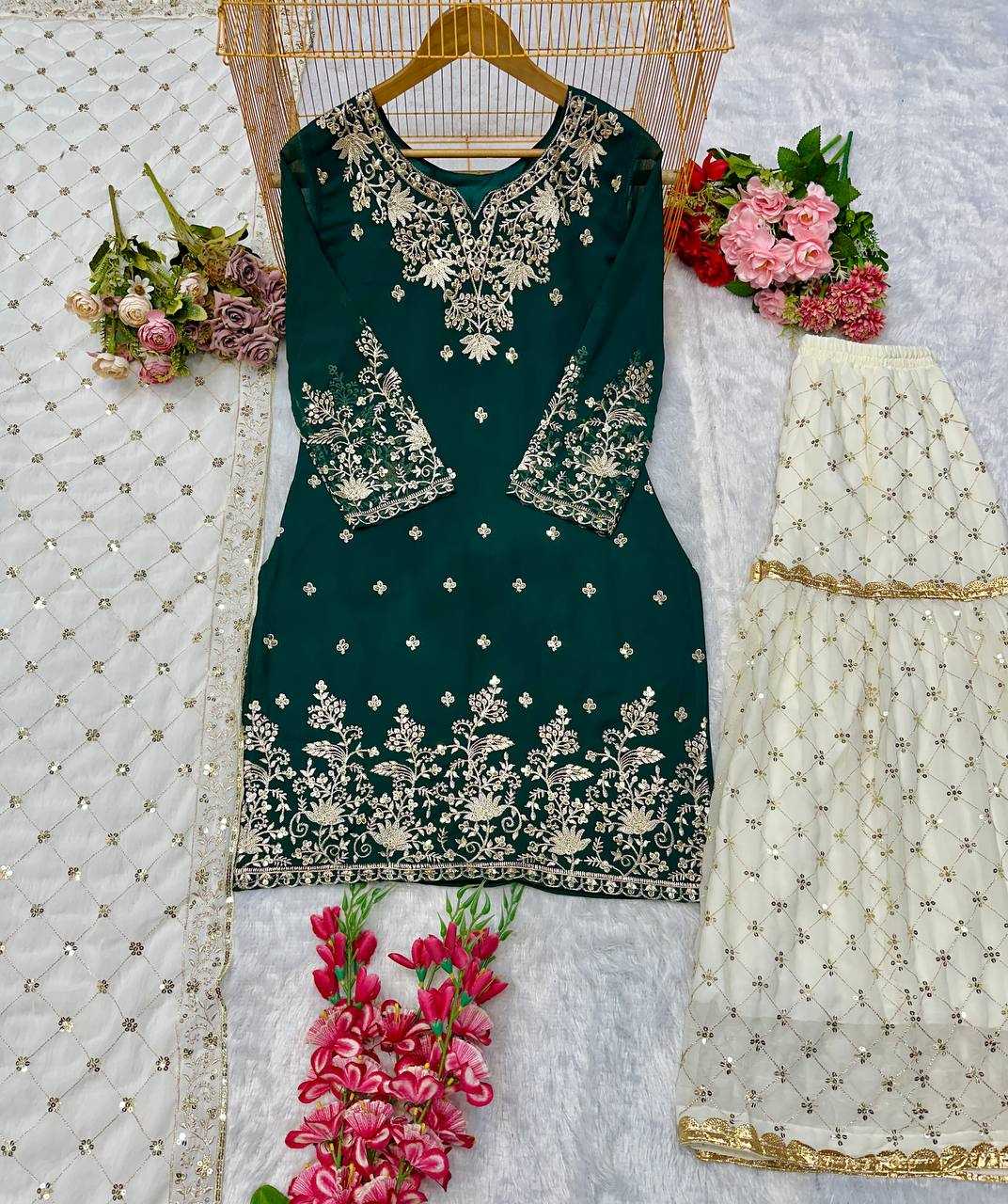 Ynf Faux Georgette KESH523 264 Suits & Dresses Wedding Collections Festive Collections Wholesale Georgette Suit Designer Suits Embroidered Suits Manufacturer