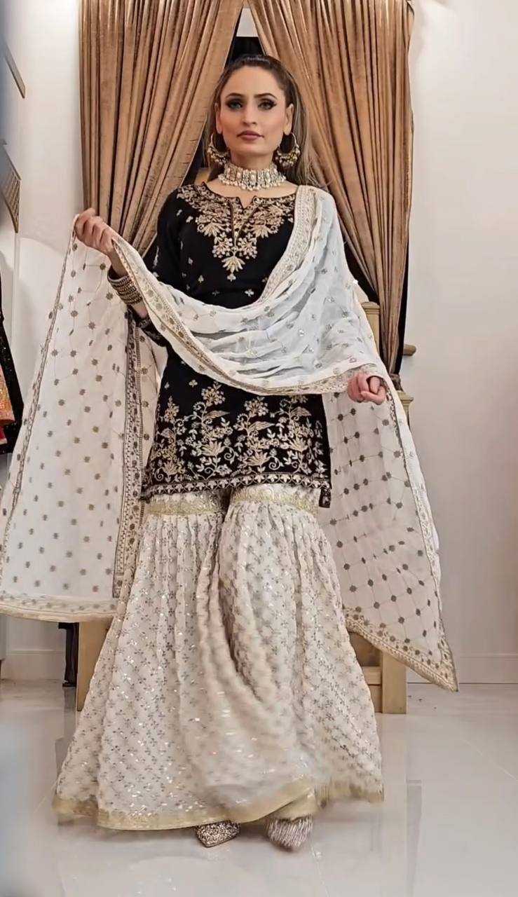 Ynf Faux Georgette KESH523 264 Suits & Dresses Wedding Collections Festive Collections Wholesale Georgette Suit Designer Suits Embroidered Suits Manufacturer