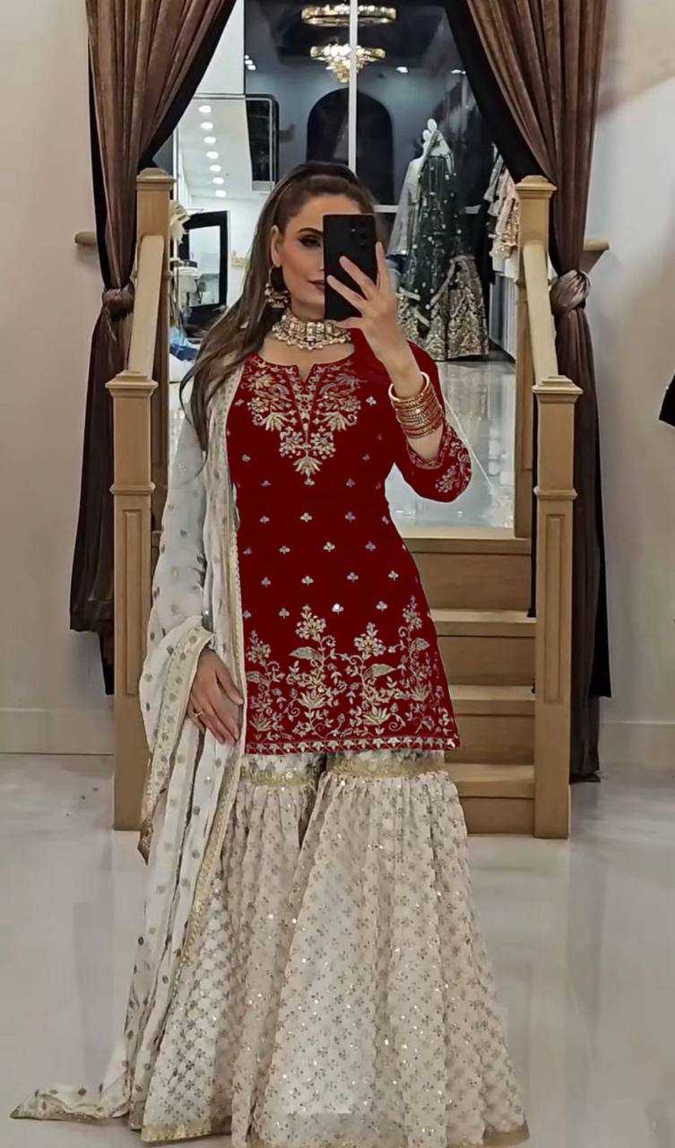 Ynf Faux Georgette KESH523 264 Suits & Dresses Wedding Collections Festive Collections Wholesale Georgette Suit Designer Suits Embroidered Suits Manufacturer
