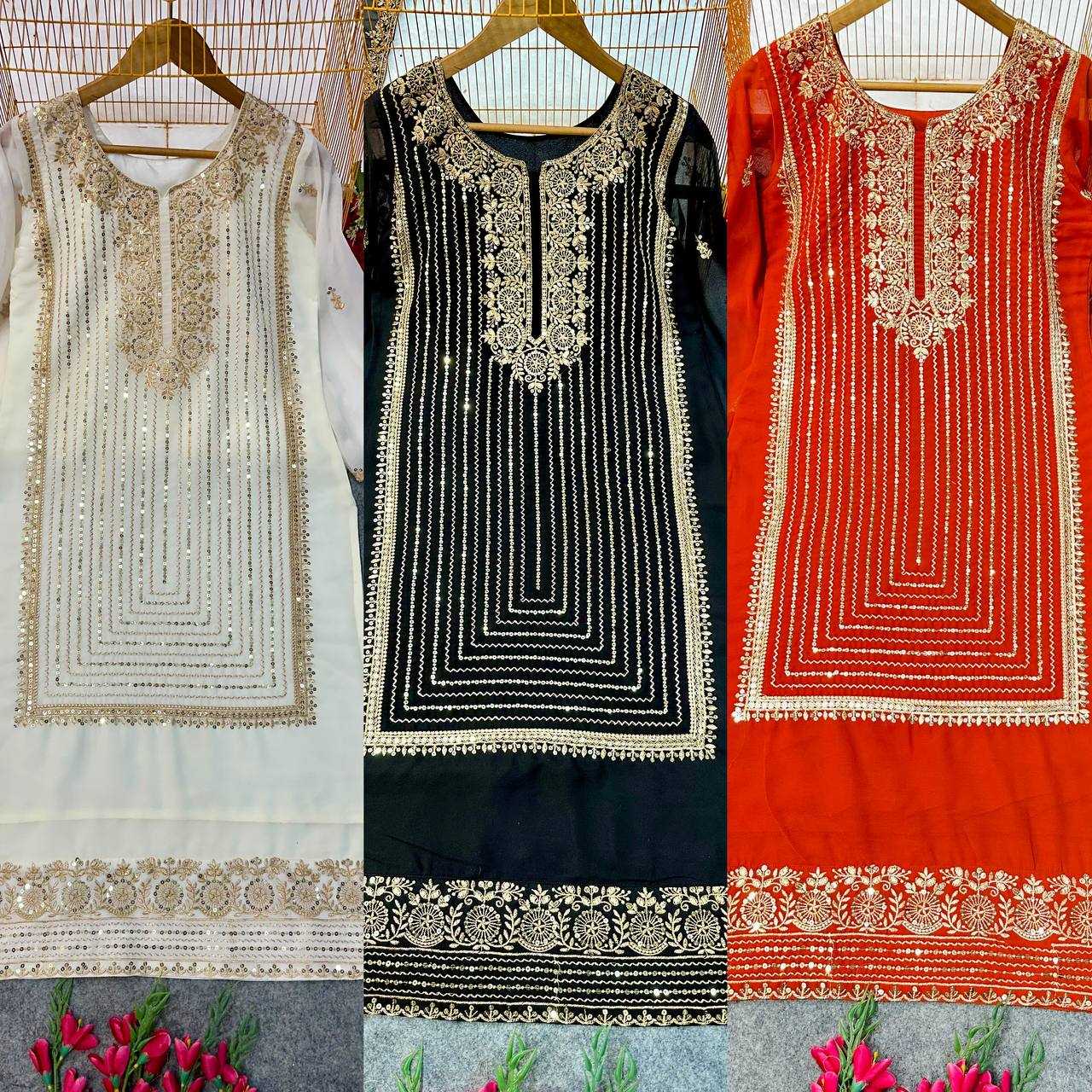 Ynf Faux Georgette KESH523 268 Suits & Dresses Wedding Collections Festive Collections Wholesale Georgette Suit Embroidered Suits Wedding Outfits Manufacturer
