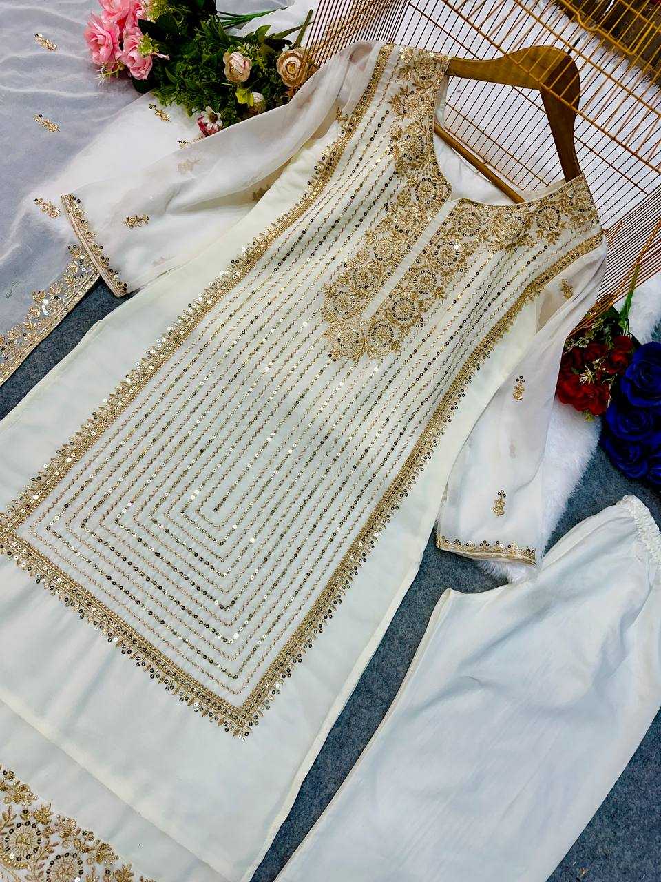Ynf Faux Georgette KESH523 268 Suits & Dresses Wedding Collections Festive Collections Wholesale Georgette Suit Embroidered Suits Wedding Outfits Manufacturer