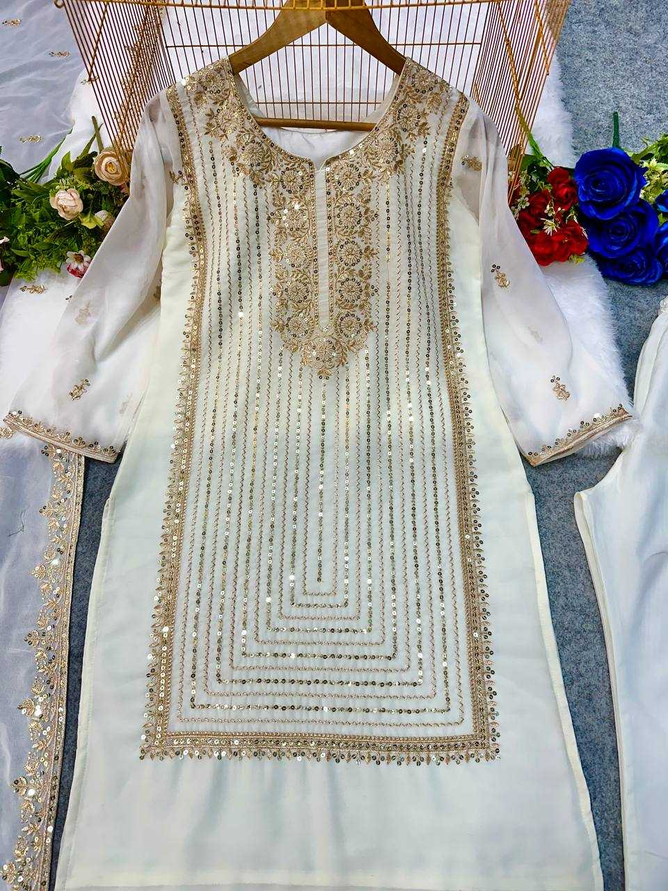 Ynf Faux Georgette KESH523 268 Suits & Dresses Wedding Collections Festive Collections Wholesale Georgette Suit Embroidered Suits Wedding Outfits Manufacturer