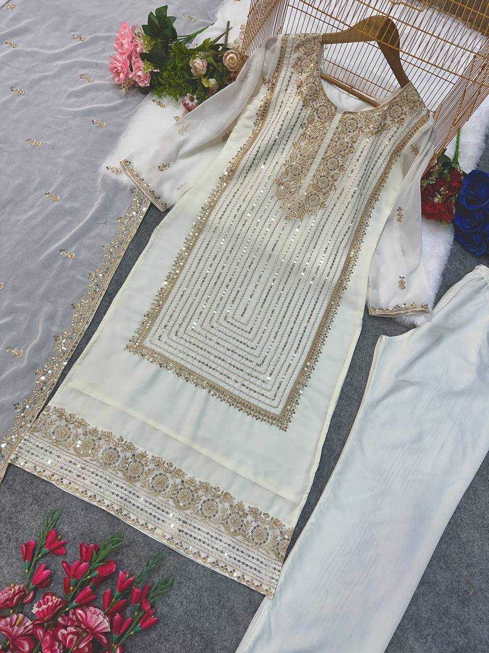 Ynf Faux Georgette KESH523 268 Suits & Dresses Wedding Collections Festive Collections Wholesale Georgette Suit Embroidered Suits Wedding Outfits Manufacturer
