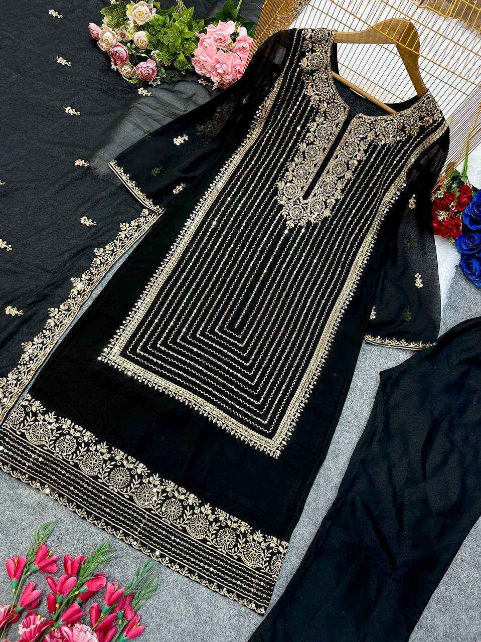 Ynf Faux Georgette KESH523 268 Suits & Dresses Wedding Collections Festive Collections Wholesale Georgette Suit Embroidered Suits Wedding Outfits Manufacturer
