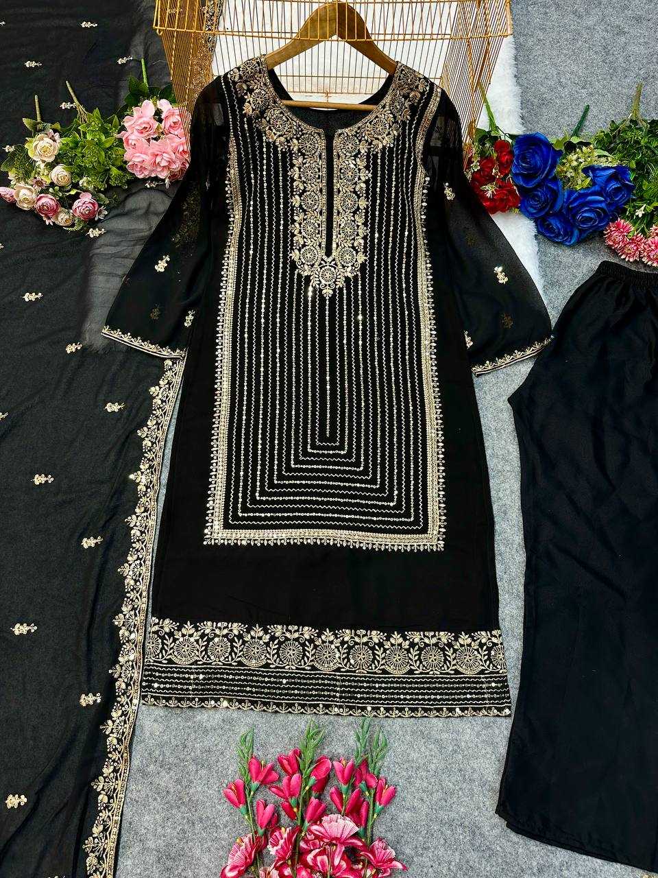 Ynf Faux Georgette KESH523 268 Suits & Dresses Wedding Collections Festive Collections Wholesale Georgette Suit Embroidered Suits Wedding Outfits Manufacturer