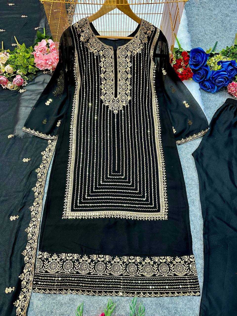 Ynf Faux Georgette KESH523 268 Suits & Dresses Wedding Collections Festive Collections Wholesale Georgette Suit Embroidered Suits Wedding Outfits Manufacturer