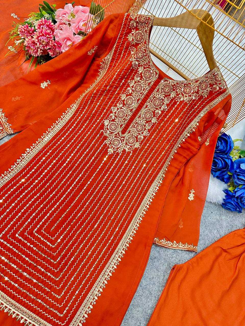 Ynf Faux Georgette KESH523 268 Suits & Dresses Wedding Collections Festive Collections Wholesale Georgette Suit Embroidered Suits Wedding Outfits Manufacturer