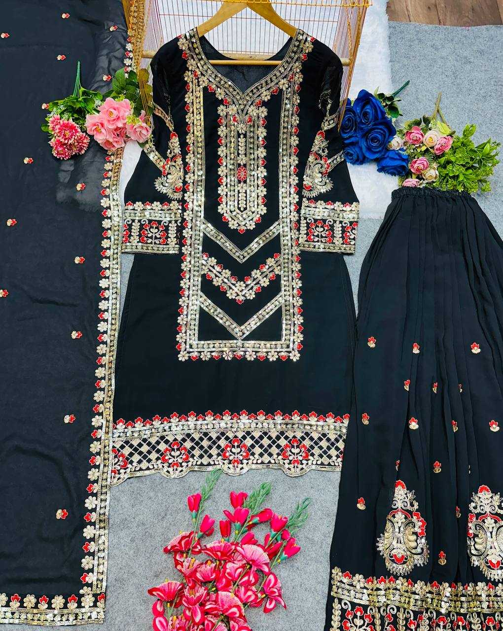 Ynf Faux Georgette KESH523 273 Suits & Dresses Wedding Collections Festive Collections Wholesale Georgette Suit Designer Suits Embroidered Suits Manufacturer